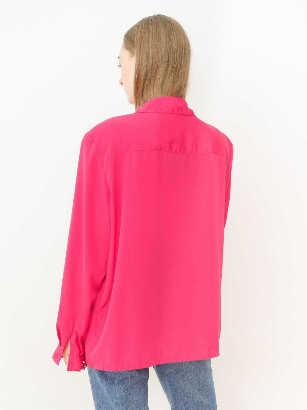 Magenta Pink Pleated Button Up Blouse - image 2