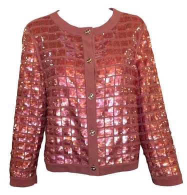 Chanel 2008 Dusty Rose Sequined Cashmere Cardigan 
