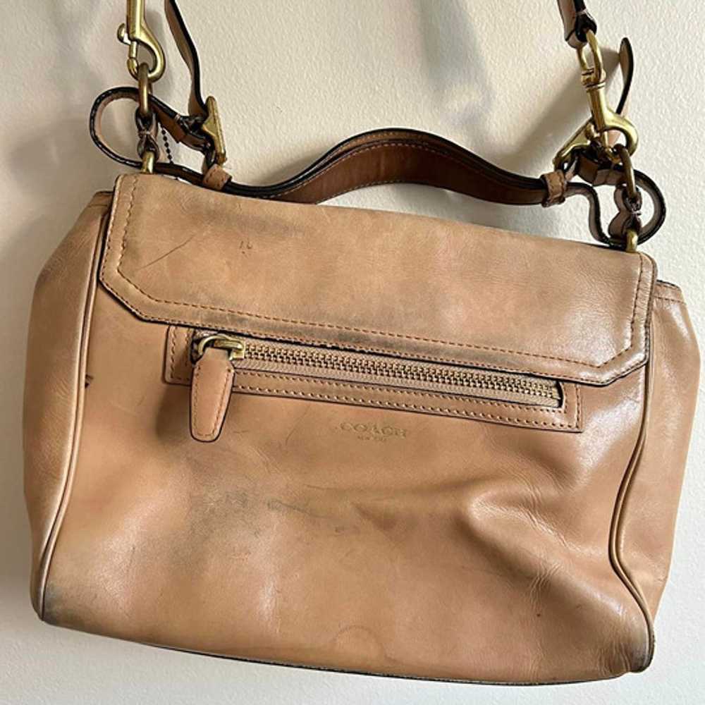 Vintage Tan Leather Coach Legacy Fold Over Should… - image 3