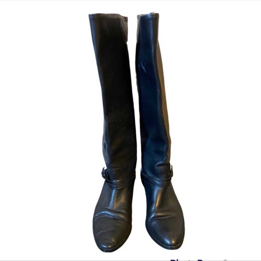 Via Milano Vintage Black leather tall Riding Boots - image 3