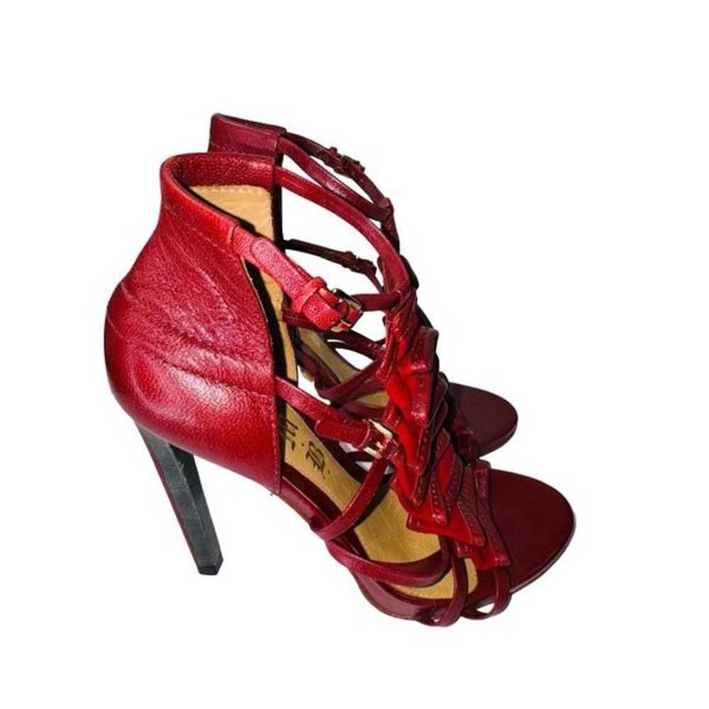 LAMB Rhett Strappy Cagey Red Leather Suede Ruffle… - image 4