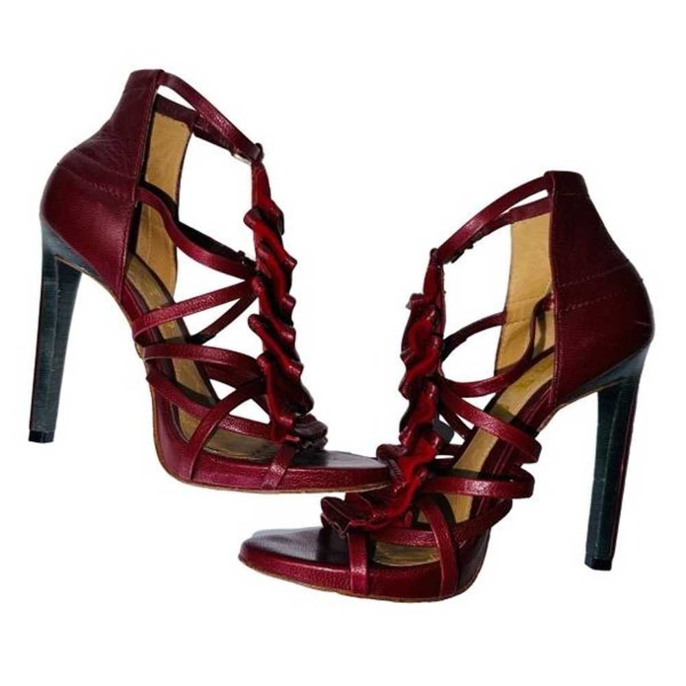 LAMB Rhett Strappy Cagey Red Leather Suede Ruffle… - image 8