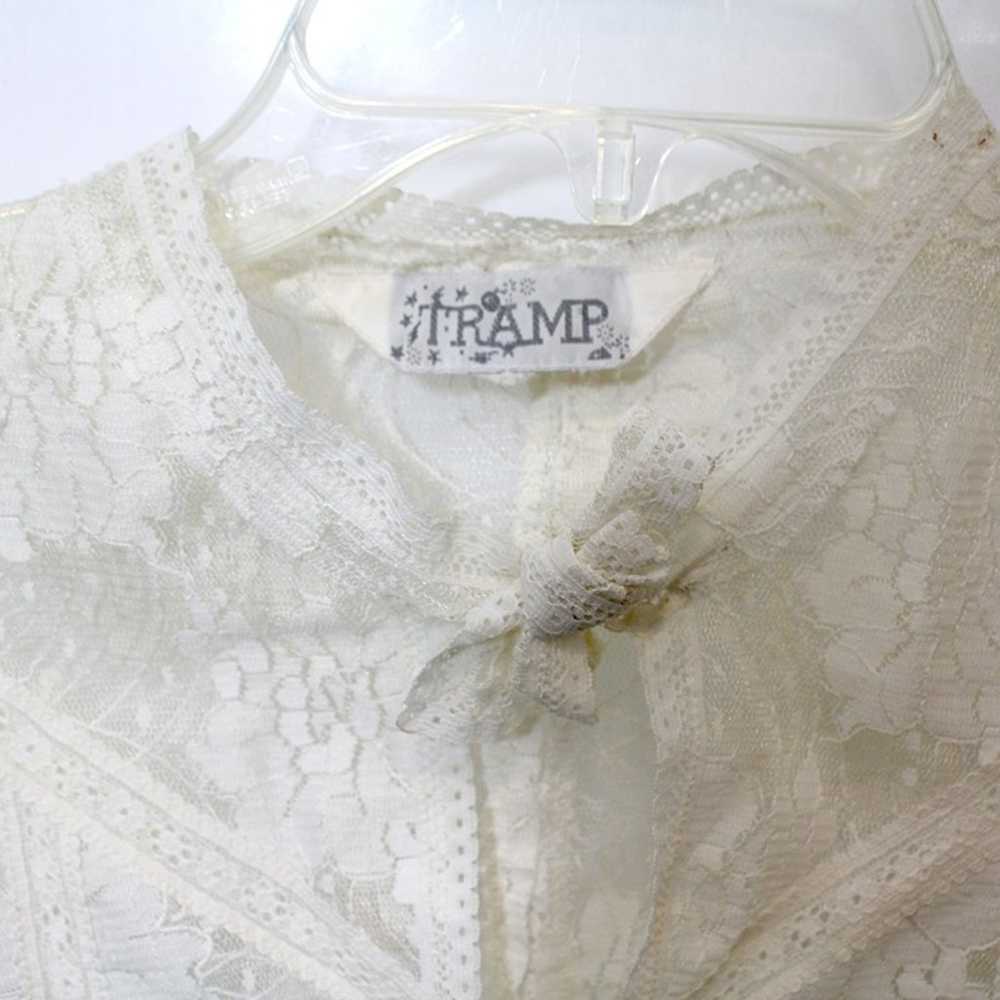 Vintage 90's TRAMP Cream Lace Sheer Shirt The bra… - image 6