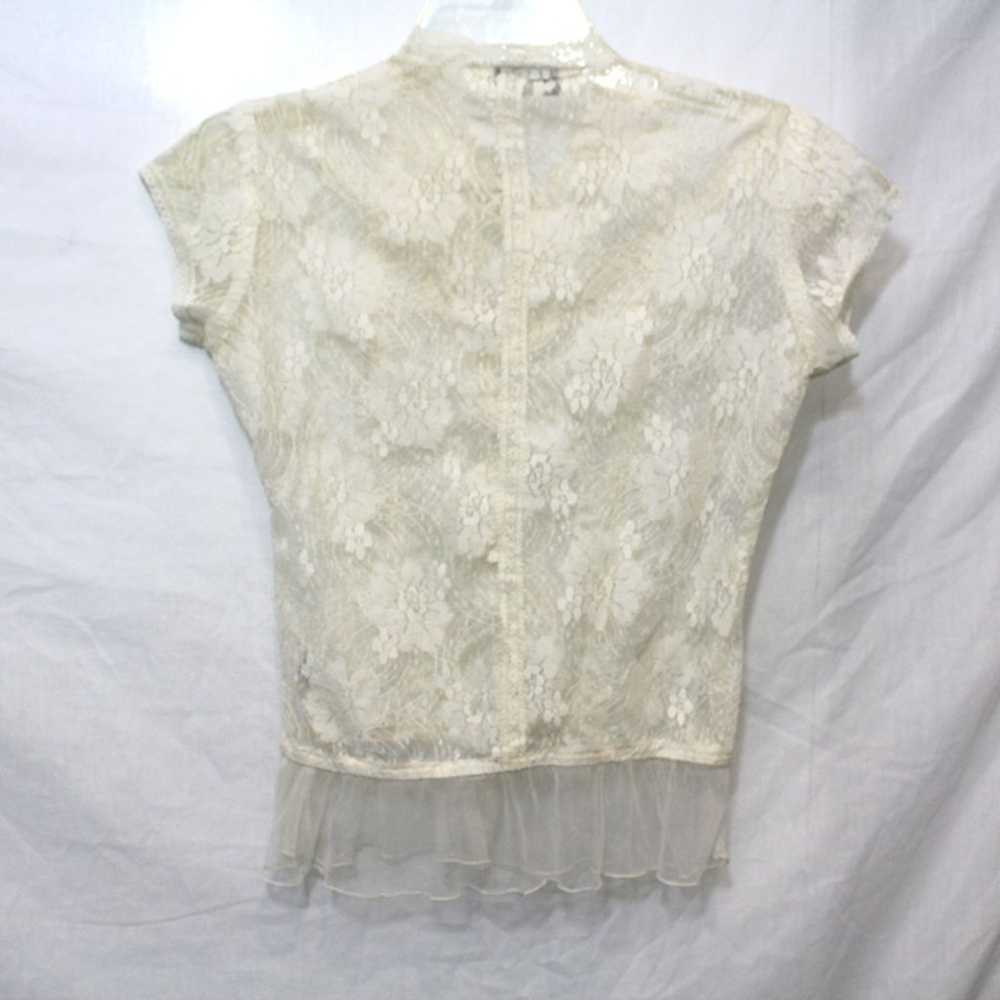 Vintage 90's TRAMP Cream Lace Sheer Shirt The bra… - image 7