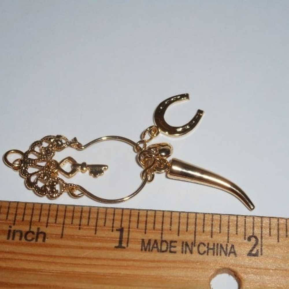 Gold Vintage 10k Yellow Gold Charm Holder Pendant… - image 4