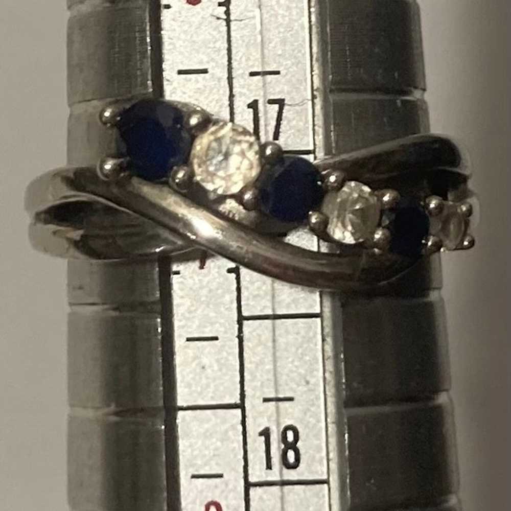 Vintage Sterling Silver Ring, Nice 6 Sparkly Ston… - image 1