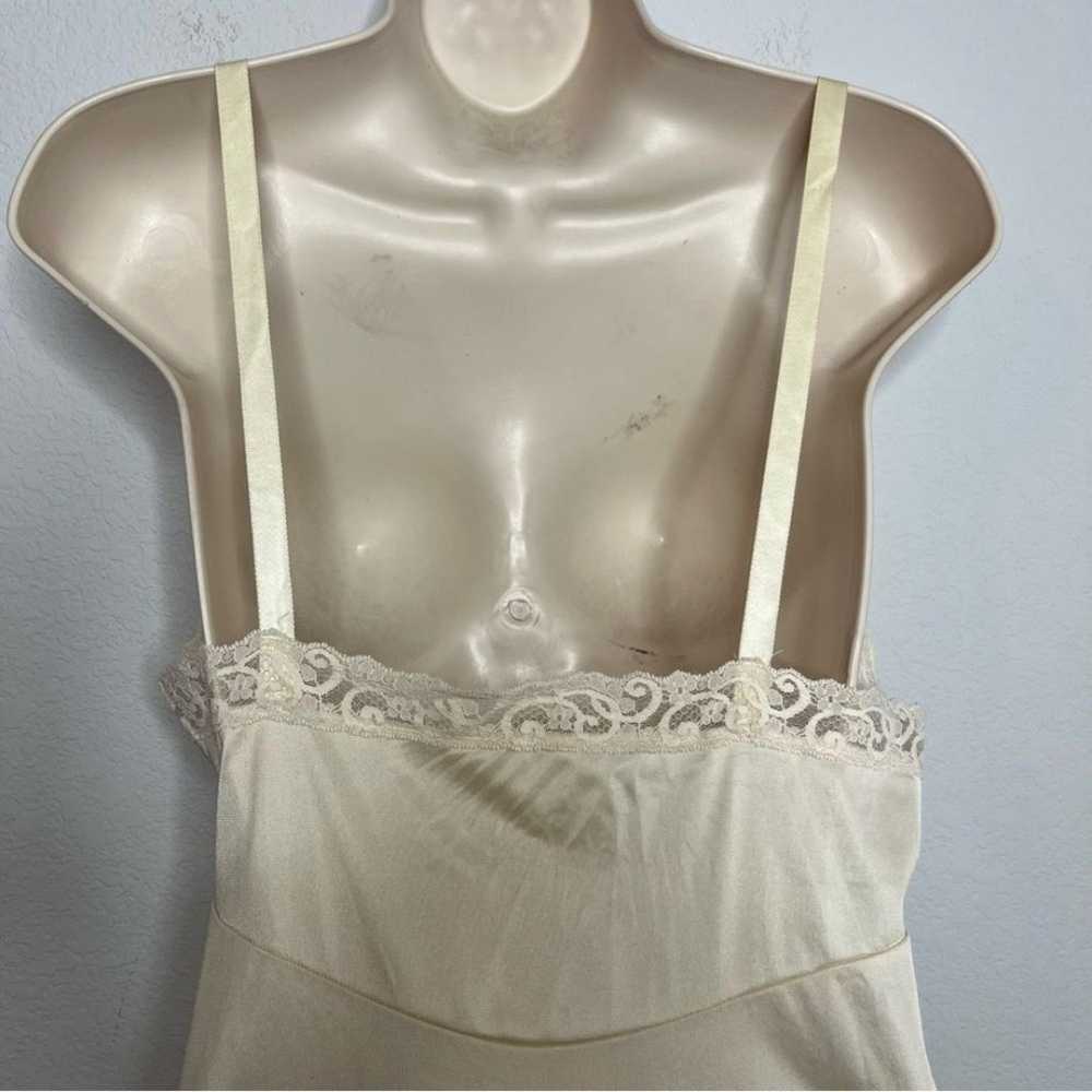 Vintage 80's Lorraine Slip Dress S Tan Lace Trim … - image 2