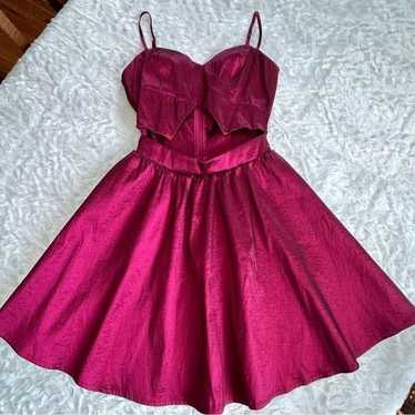Privy Wine Red Sparkle Cutout Mini Party Dress - S