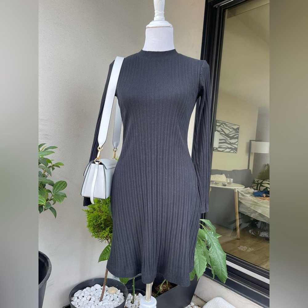 Zara Ribbed Knit Mini Dress in Black, size Medium - image 1