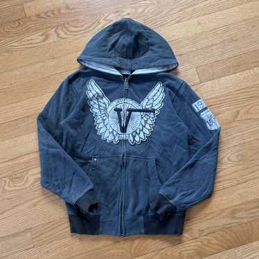Vintage Y2K Vans Wings Hoodie Dark Grey 2000s Ska… - image 1