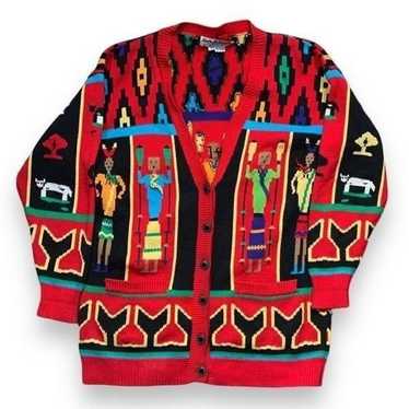 Vintage Jack B Quick Cardigan Sweater Red Black A… - image 1