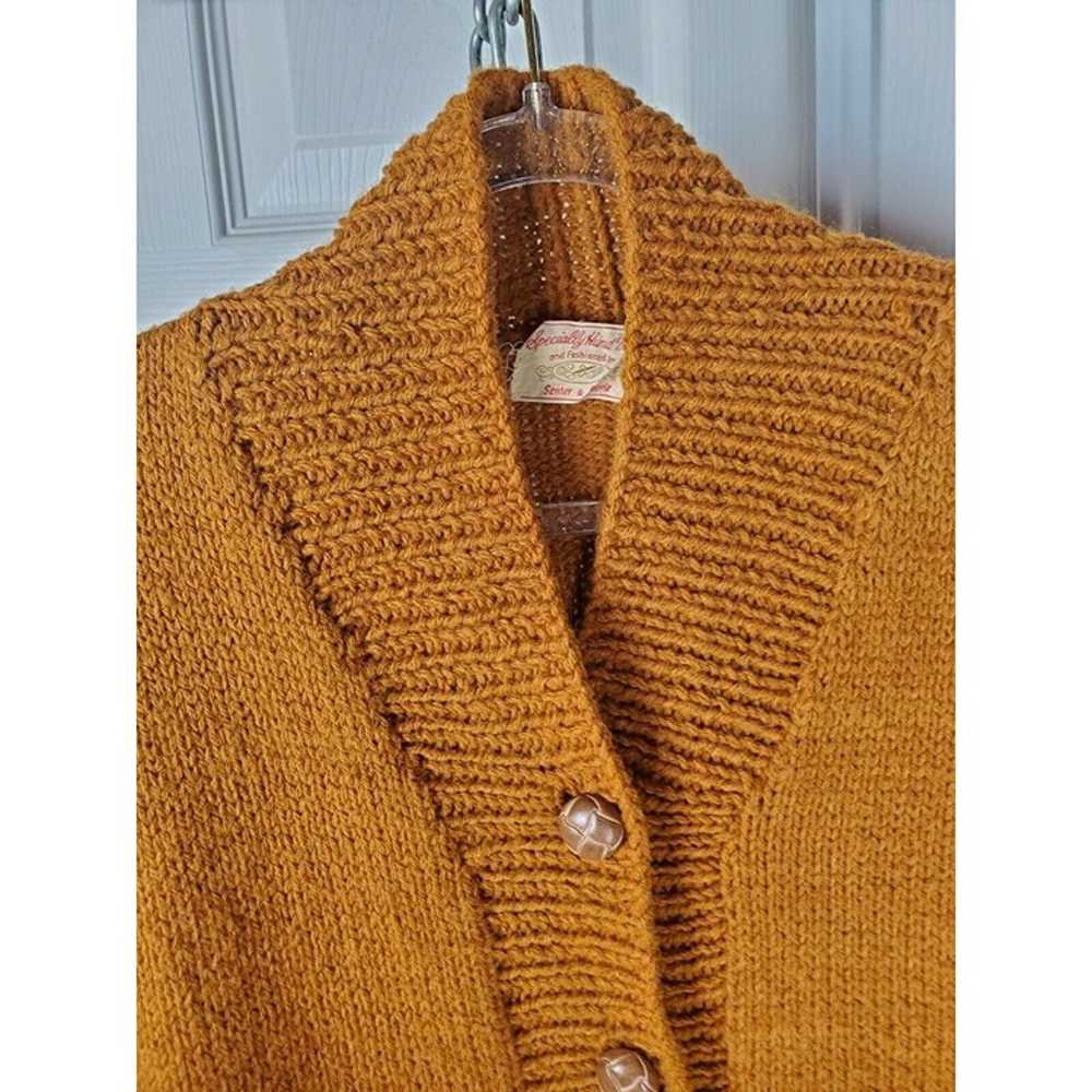 Handmade Mustard Yellow Knit Shawl Collar Cardiga… - image 8