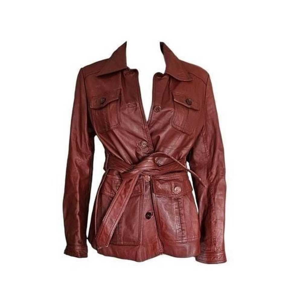 vintage 70s burgundy leather jacket - image 1