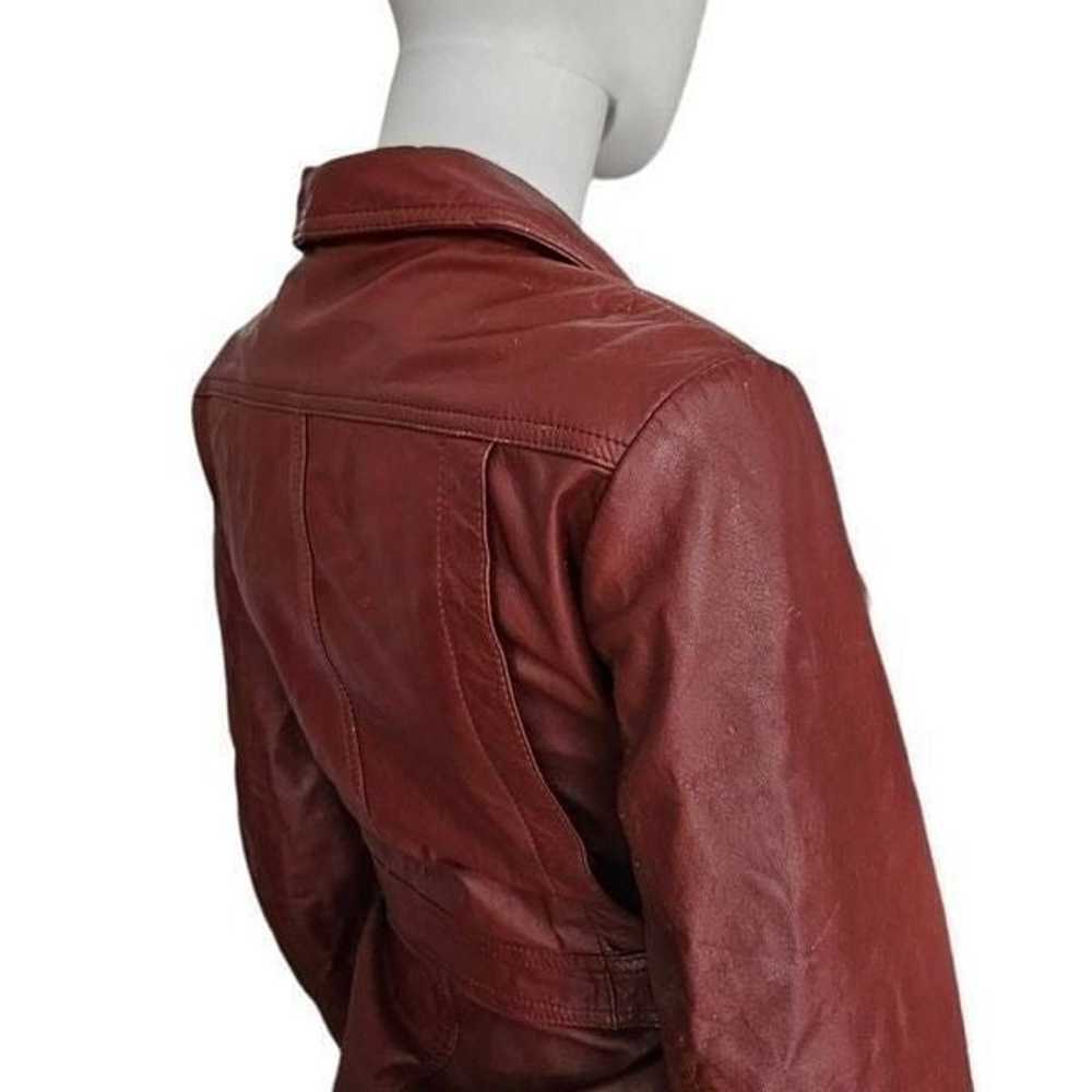 vintage 70s burgundy leather jacket - image 4