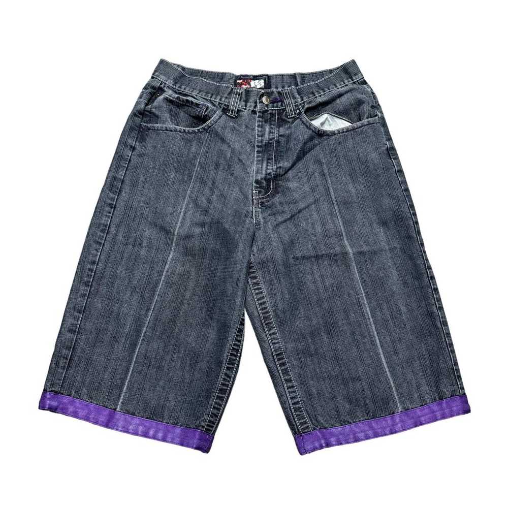 Vintage Y2K Raw Blue Jean Shorts Mens 32x14.5 Bla… - image 2