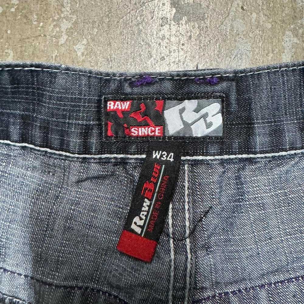 Vintage Y2K Raw Blue Jean Shorts Mens 32x14.5 Bla… - image 4