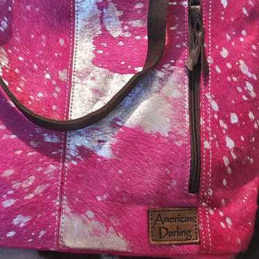Hot pink cowhide purse - image 1