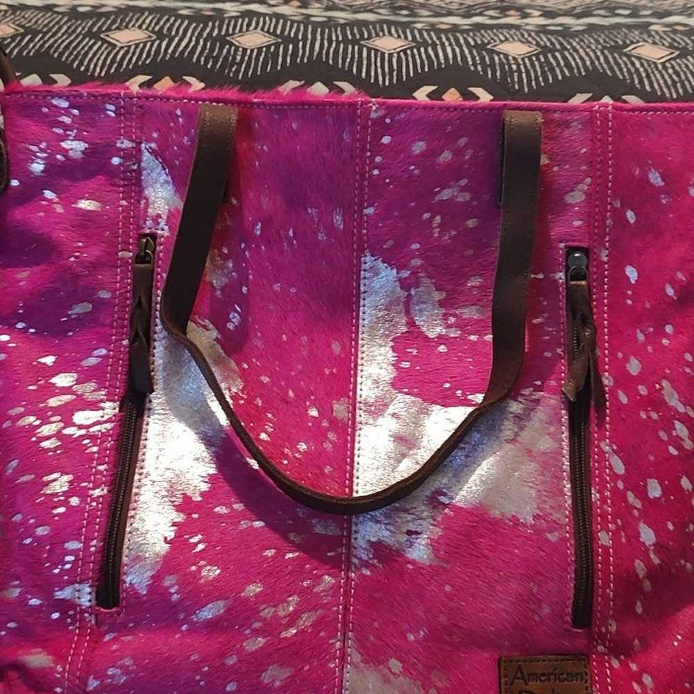 Hot pink cowhide purse - image 2