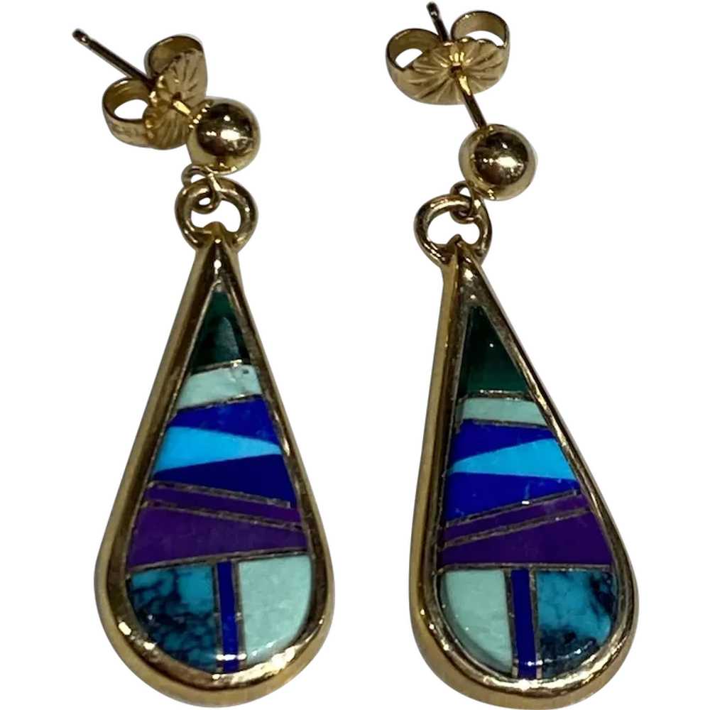 Gold and Inlay Earrings - image 1