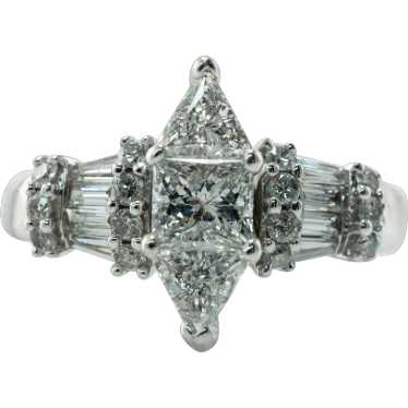 Princess Trillion Diamond  Engagement Ring 14K Wh… - image 1