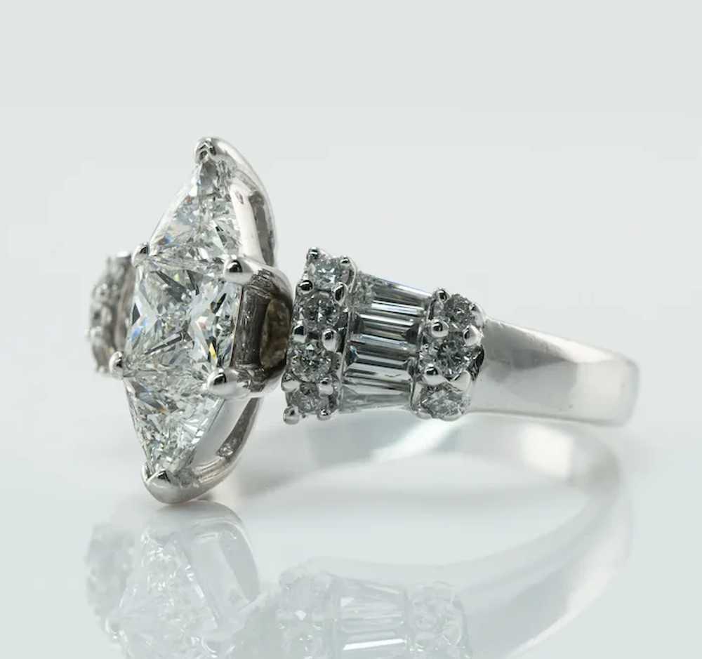 Princess Trillion Diamond  Engagement Ring 14K Wh… - image 4