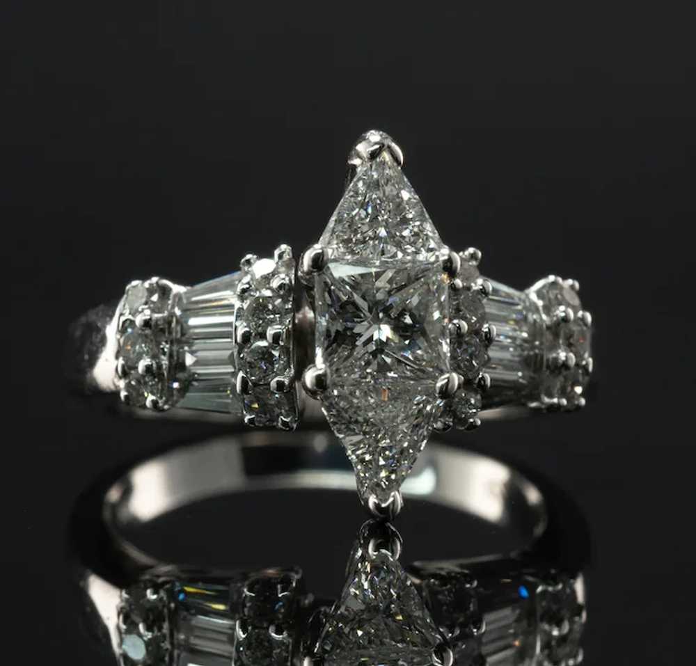 Princess Trillion Diamond  Engagement Ring 14K Wh… - image 8