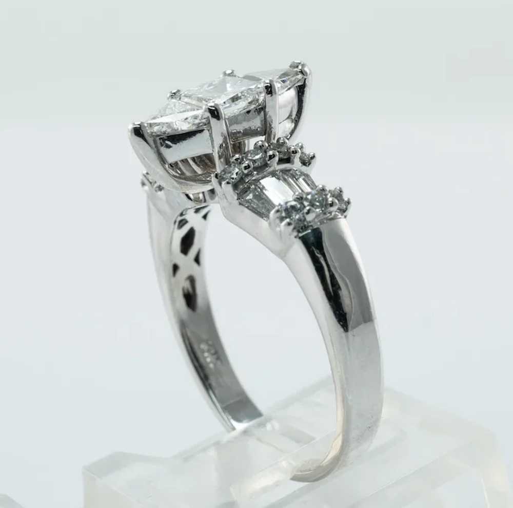 Princess Trillion Diamond  Engagement Ring 14K Wh… - image 9