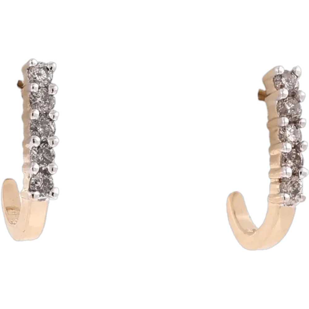 Diamond J Hoop Earrings 10K Yellow Gold 0.20 CTW - image 1