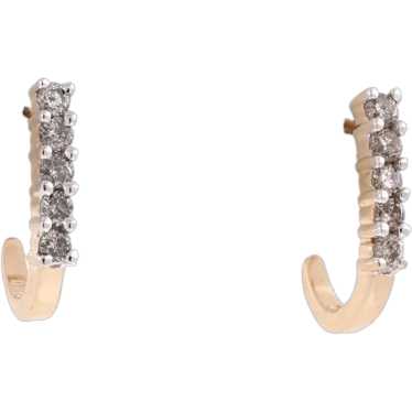 Diamond J Hoop Earrings 10K Yellow Gold 0.20 CTW - image 1