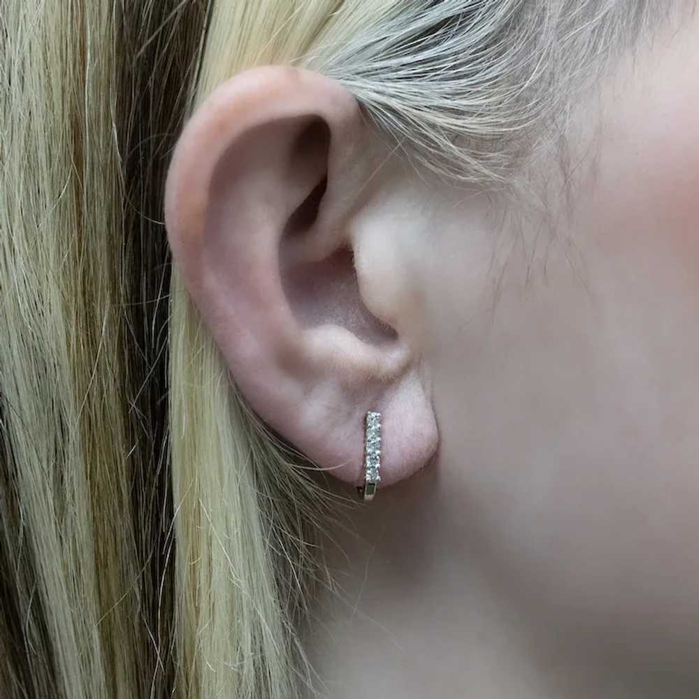 Diamond J Hoop Earrings 10K Yellow Gold 0.20 CTW - image 2