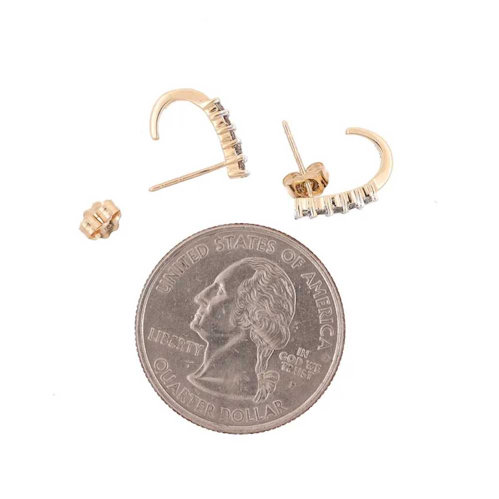 Diamond J Hoop Earrings 10K Yellow Gold 0.20 CTW - image 4
