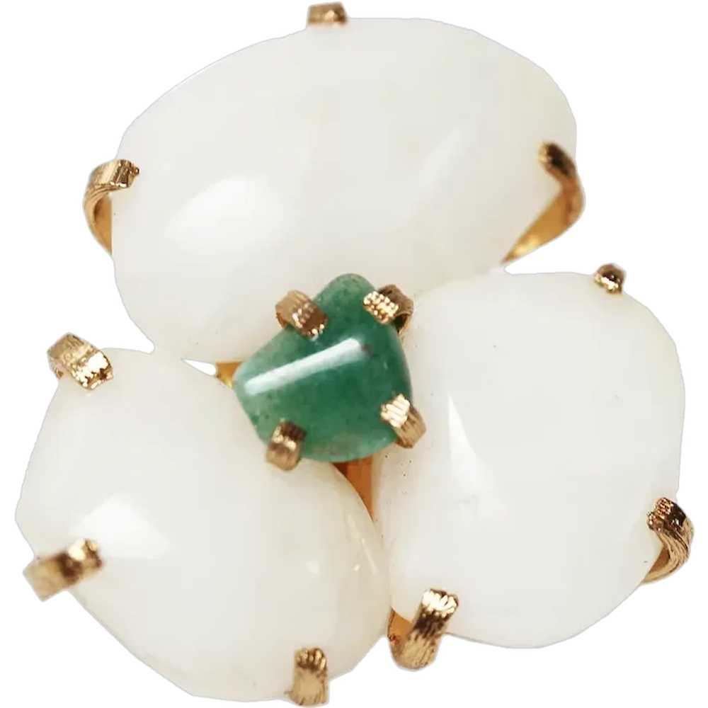 Swoboda Natural Gemstones and Flower Brooch Pin - image 1