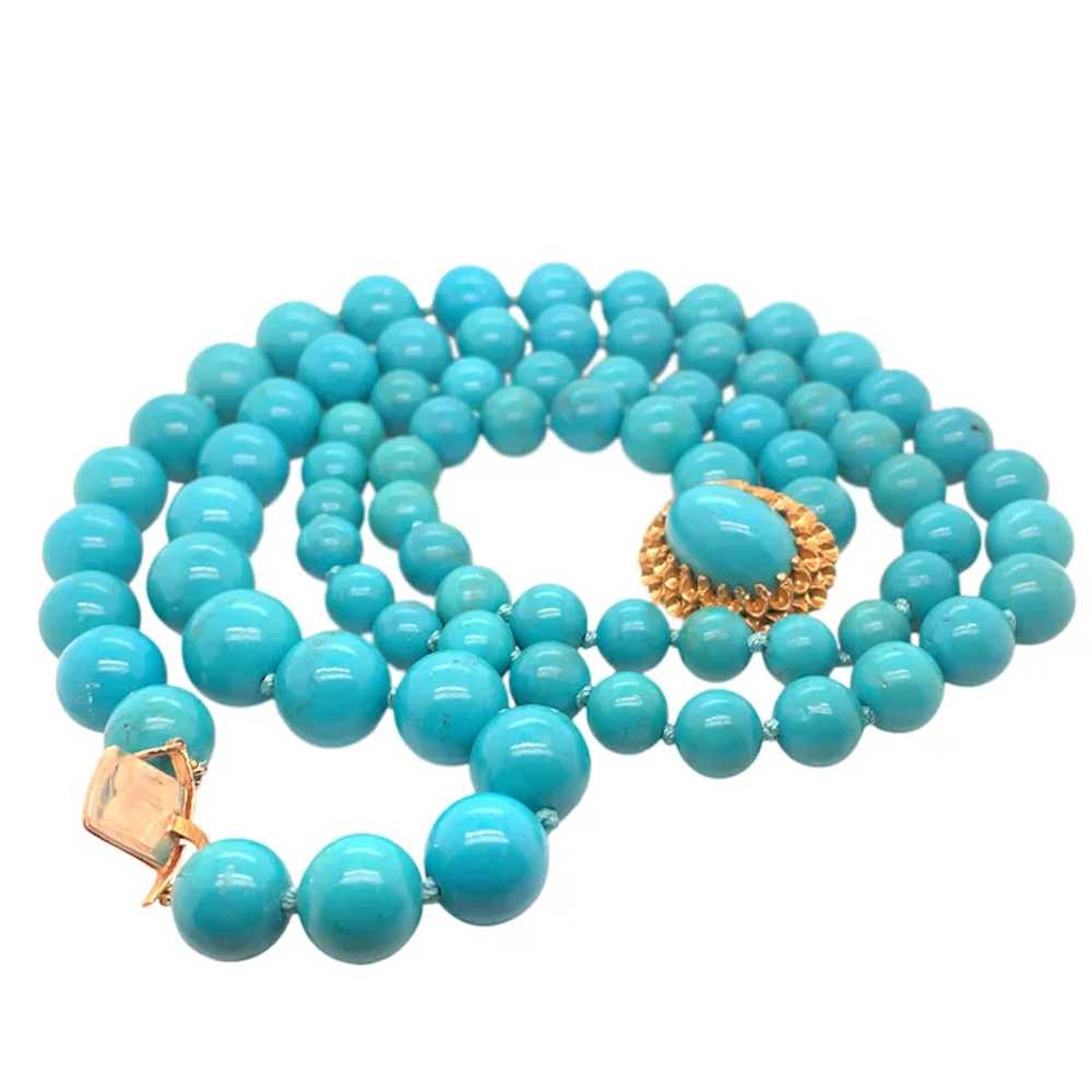 14K Yellow Gold Turquoise Necklace - image 2