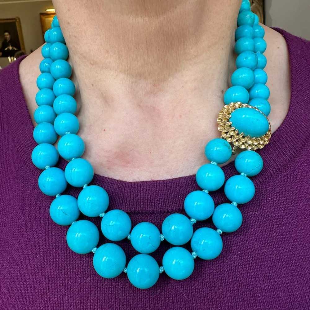 14K Yellow Gold Turquoise Necklace - image 4