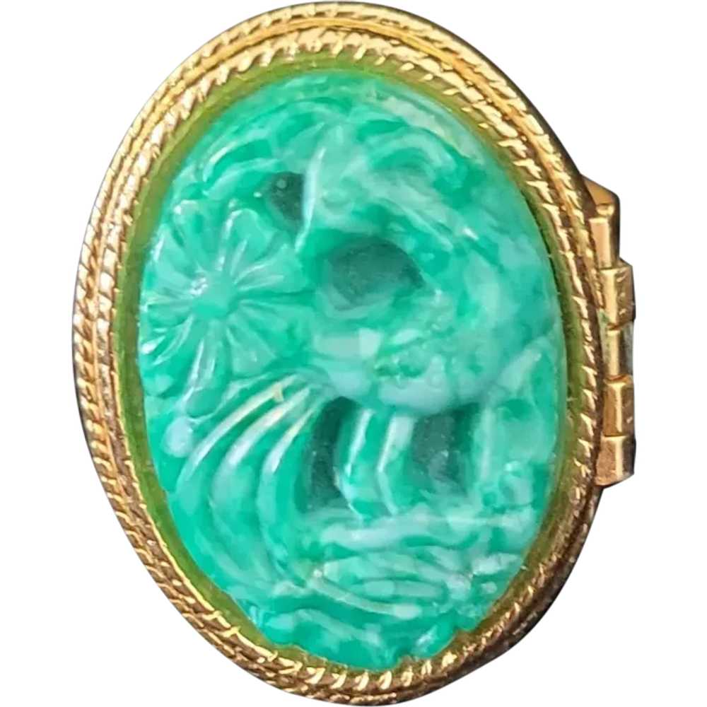 Vintage Avon Faux Jade Bird of Paradise Ring - image 1