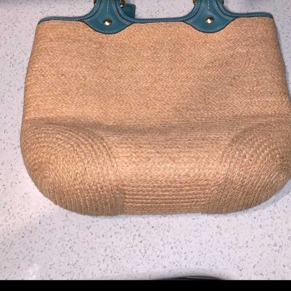 Teal accent straw coach purse BH - image 5