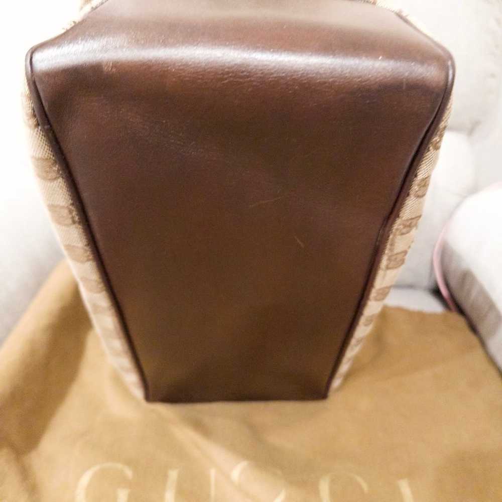 Gucci dark brown canvas leather Tote - image 12