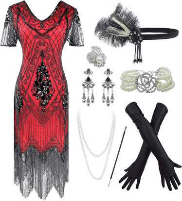 IWIWB 1920s Sequin Vintage Dress Beaded Gatsby Fl… - image 1