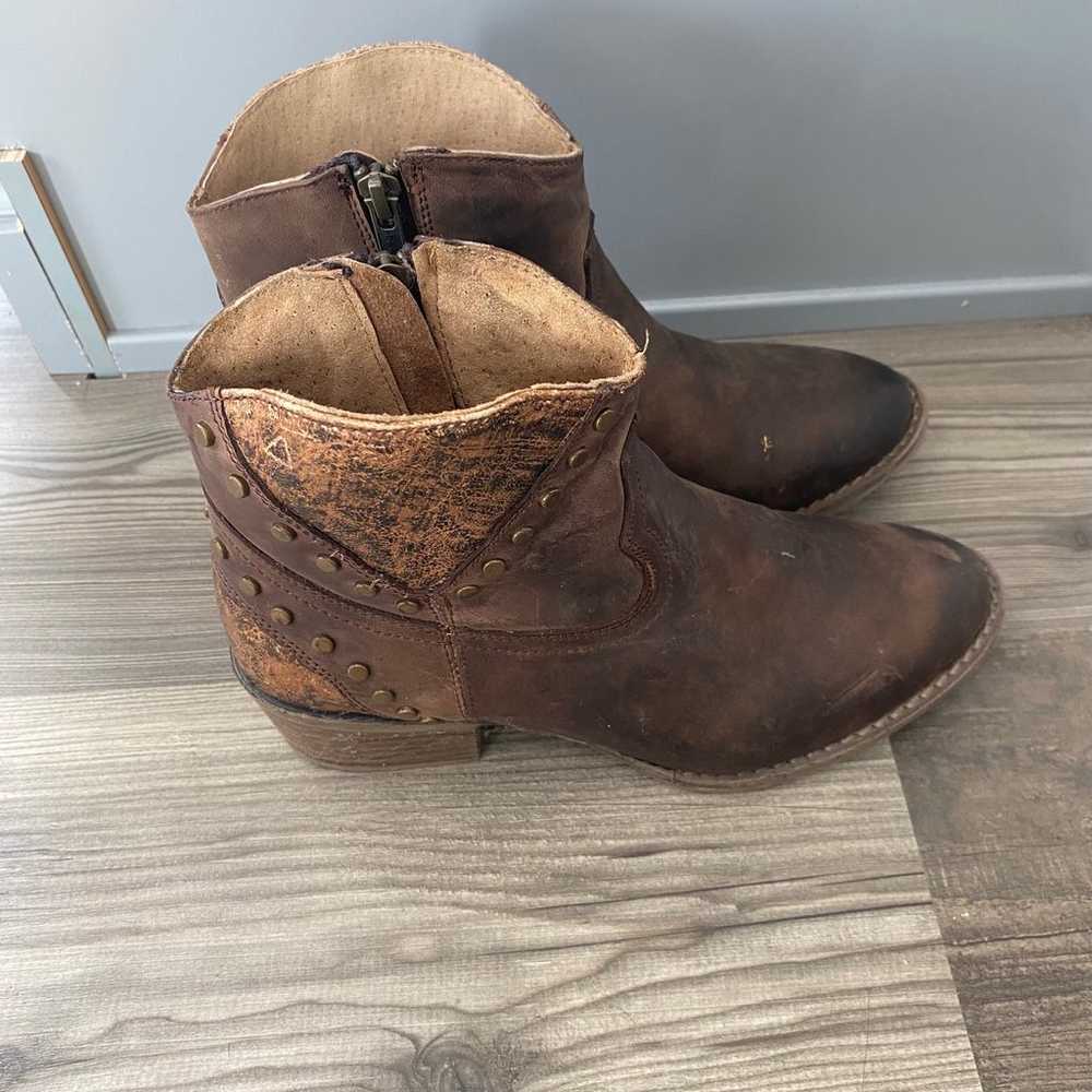 Circle G Western Cowboy Ankle Brown Boots 7 - image 2