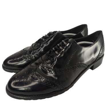 Black Stuart weitzman wingtip lace up shoes sz 8 - image 1