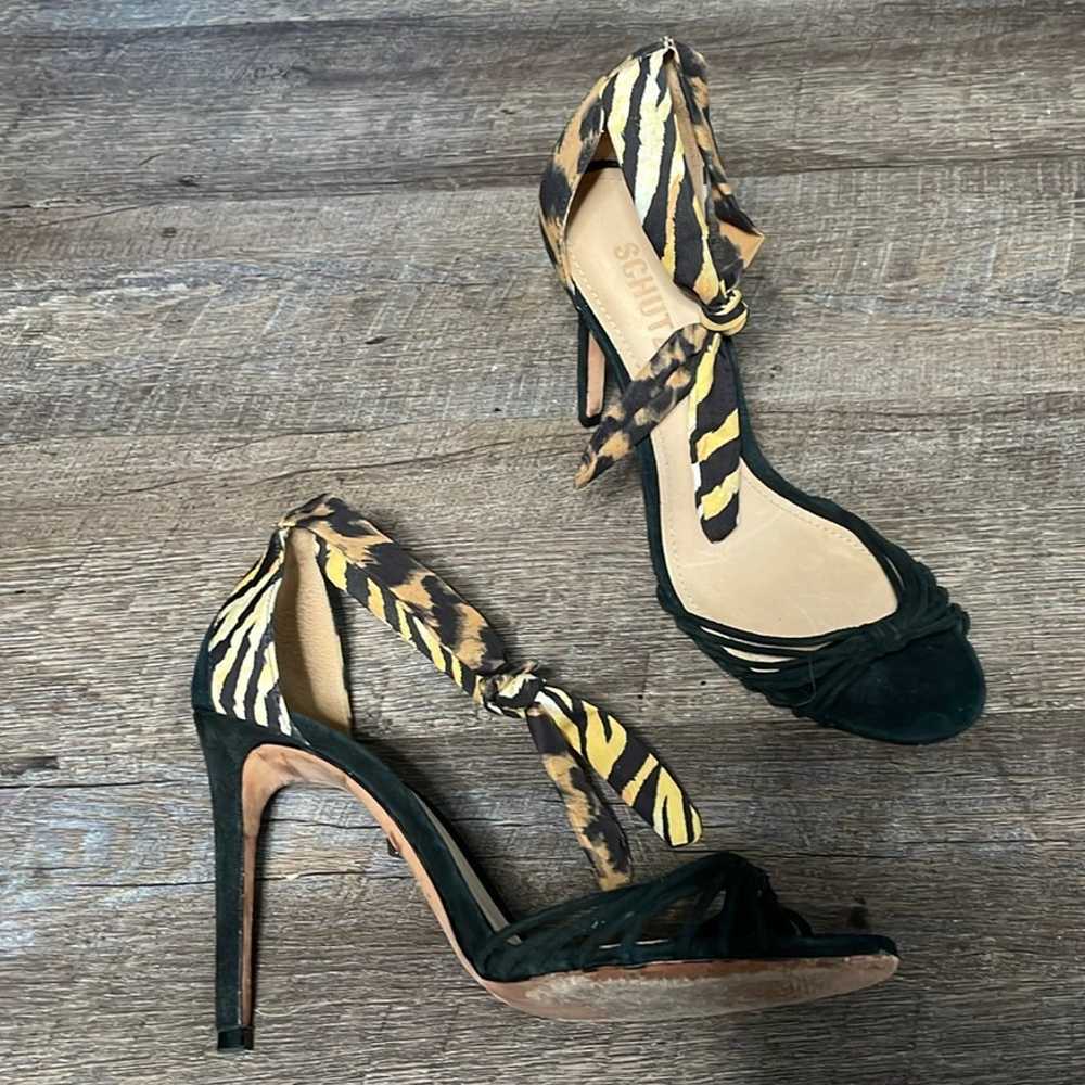 Schutz zebra print tie up heels - image 1