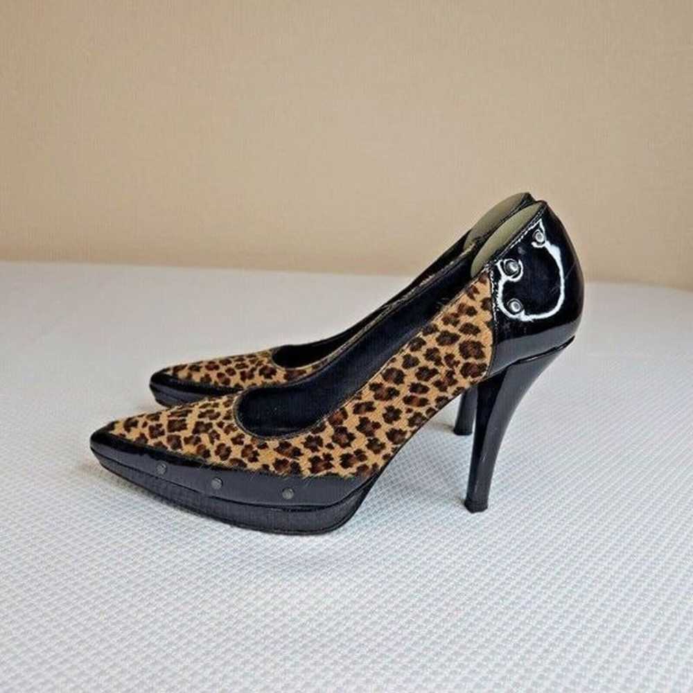 Vintage 90s Via Spiga Shoes Pumps Heels Leopard 7… - image 1