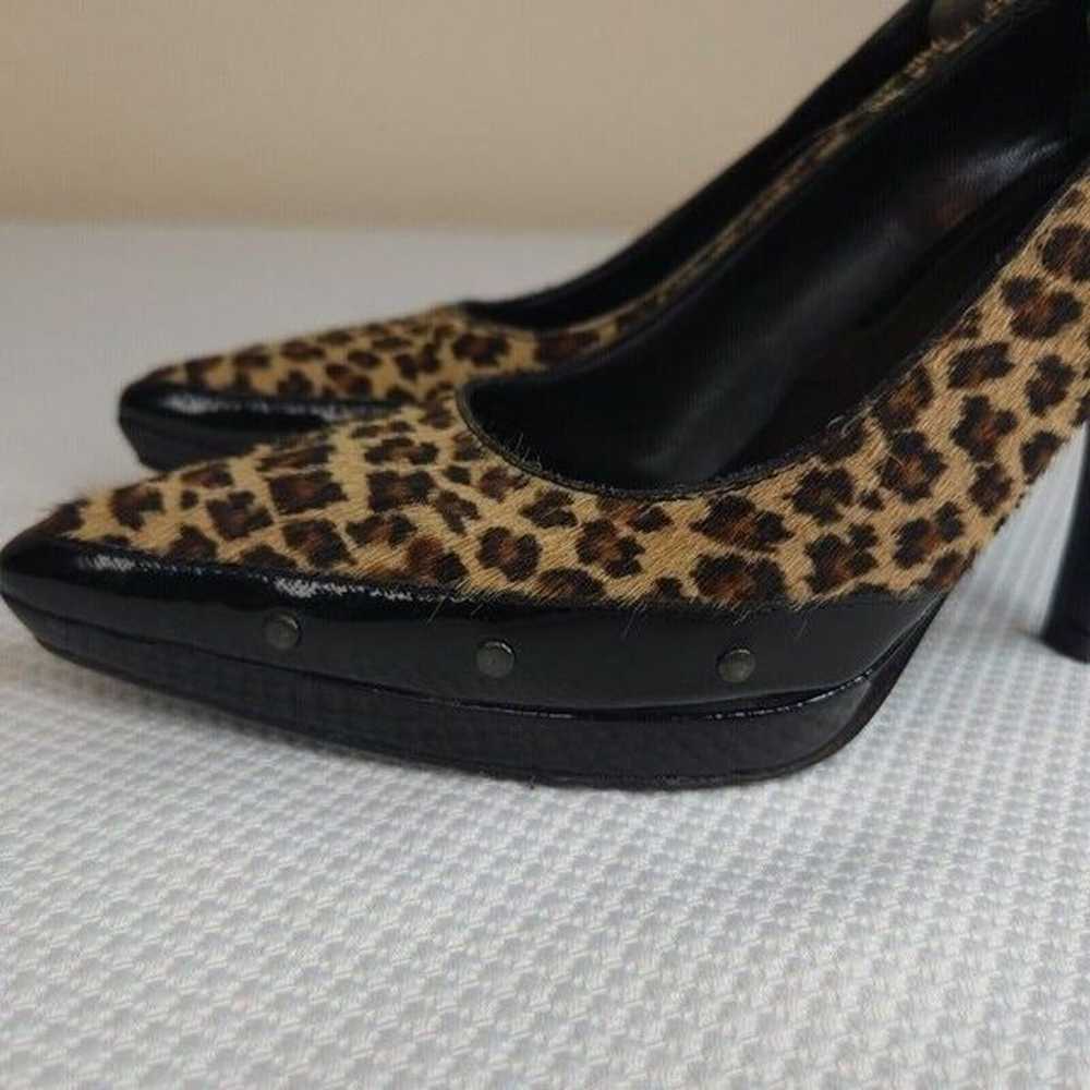 Vintage 90s Via Spiga Shoes Pumps Heels Leopard 7… - image 5