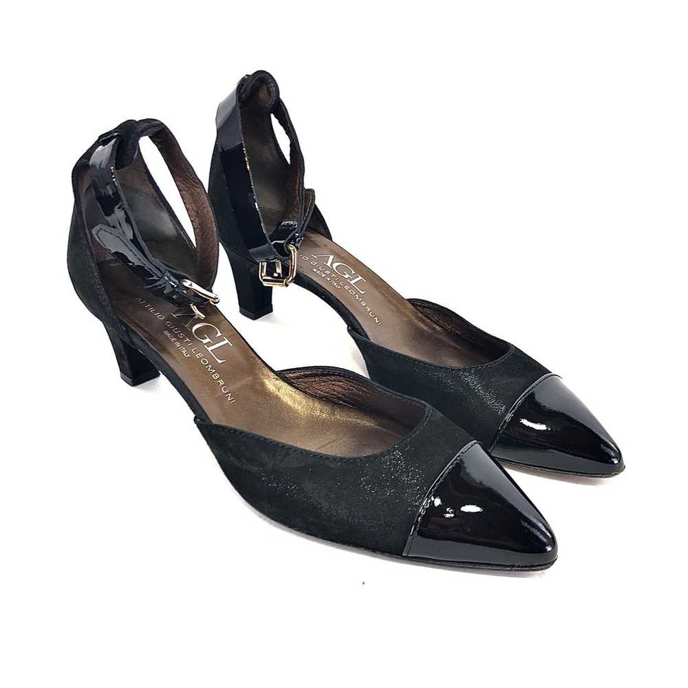 AGL Black Nubuck & Cap Toe Patent Leather Heels - image 1
