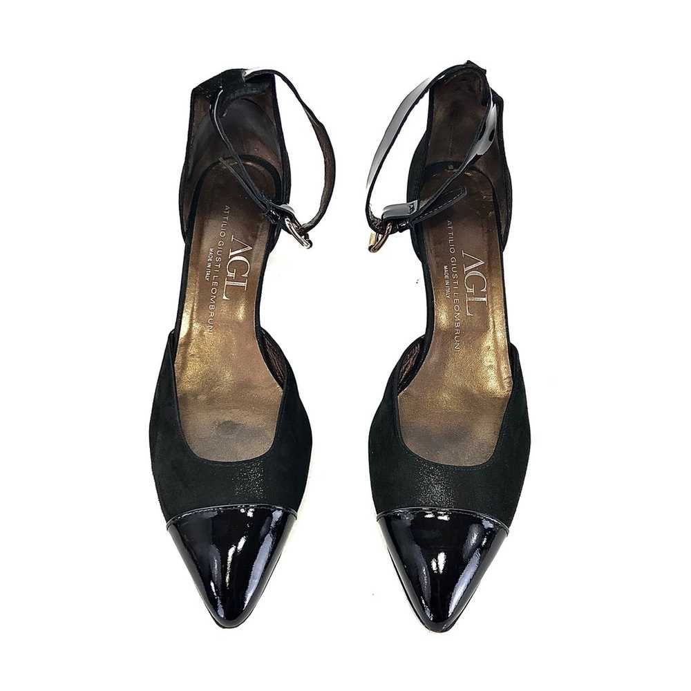 AGL Black Nubuck & Cap Toe Patent Leather Heels - image 5