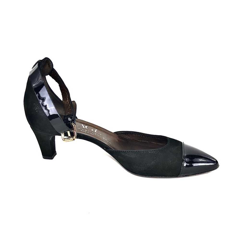 AGL Black Nubuck & Cap Toe Patent Leather Heels - image 9