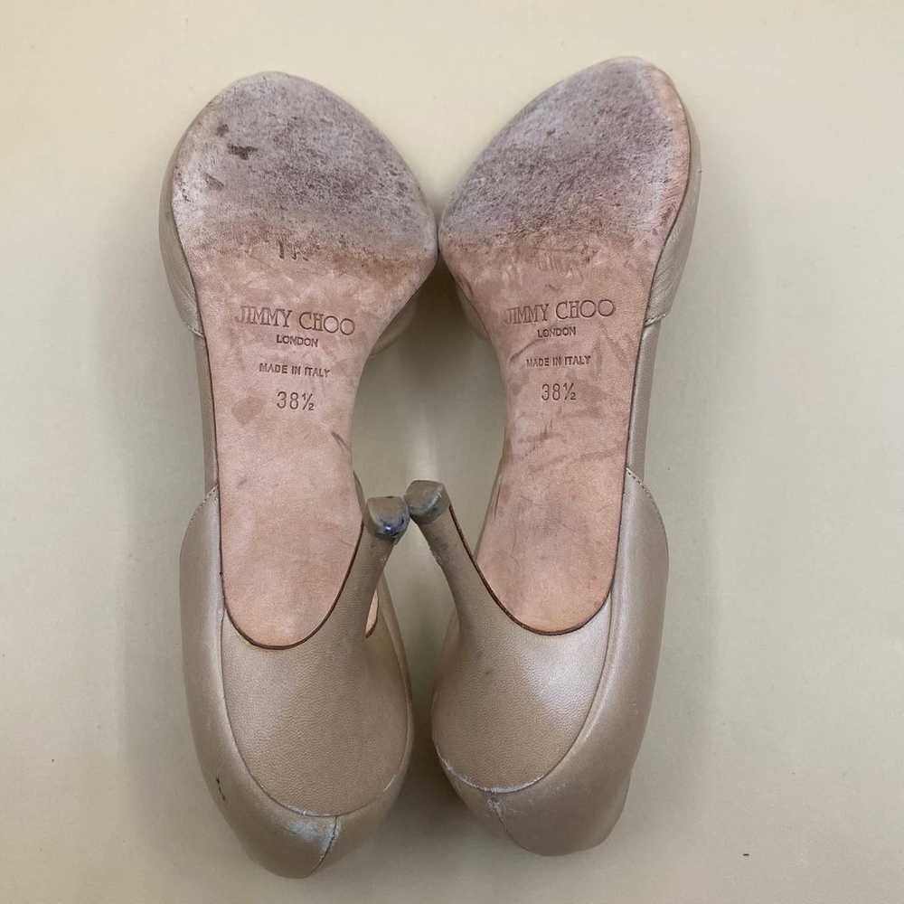 JIMMY CHOO D'Orsay Peep Toe Heels Size 38.5 Tan N… - image 11