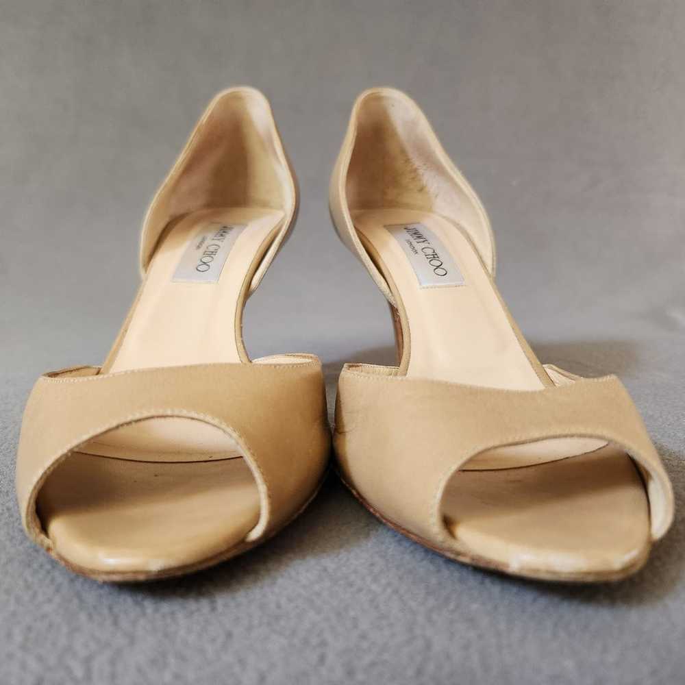 JIMMY CHOO D'Orsay Peep Toe Heels Size 38.5 Tan N… - image 3