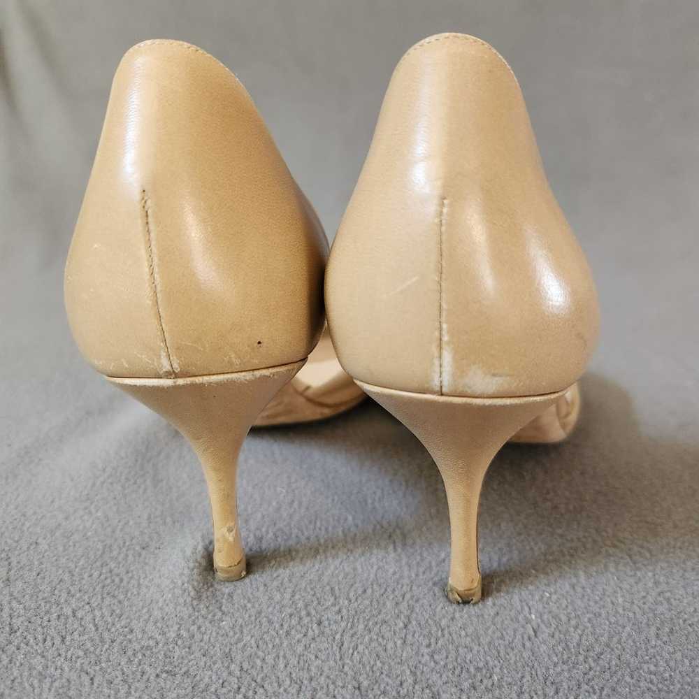 JIMMY CHOO D'Orsay Peep Toe Heels Size 38.5 Tan N… - image 4