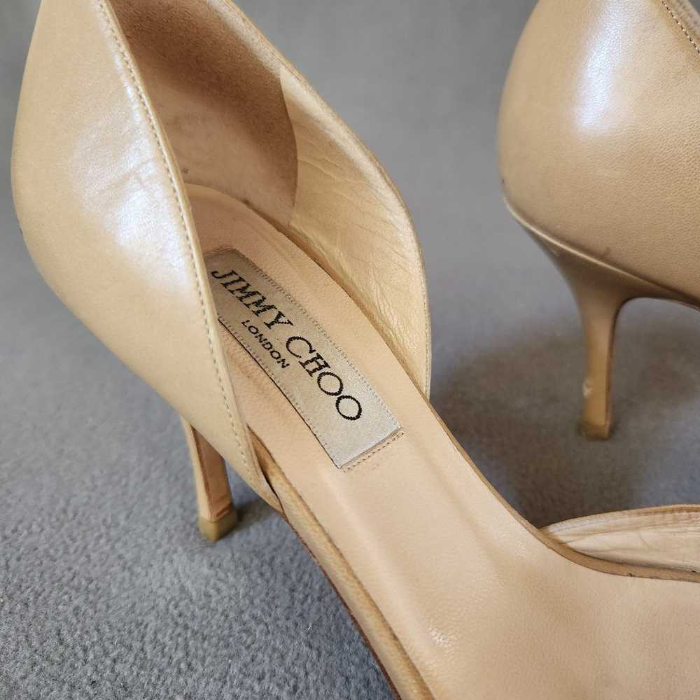 JIMMY CHOO D'Orsay Peep Toe Heels Size 38.5 Tan N… - image 5